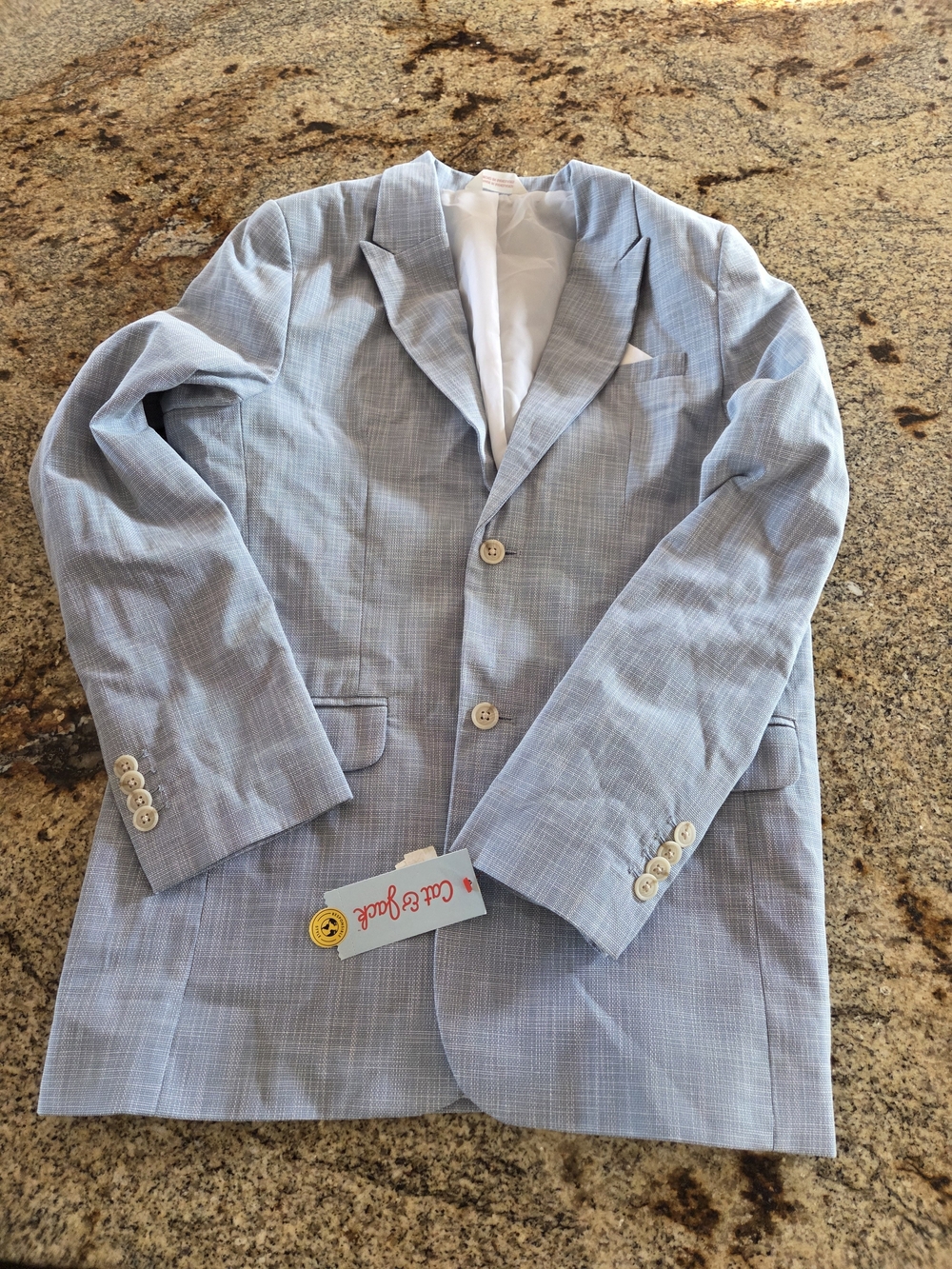 Cat & Jack Light Blue Boys' Blazer - Classic Plaid NEW WITH TAG